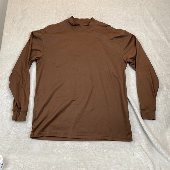 Bolle Golf Athletic T-Shirt Mens Medium Brown Long Sleeve Pullover Mock Neck - Picture 7 of 8